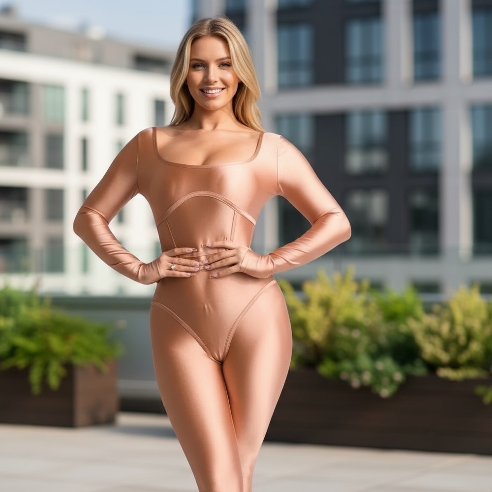 Women Binding Contrast Bodycon Sexy Cute Jumpsuit Catsuit Mocha
New